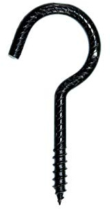 SN-TEC Schraubhaken/Deckenhaken gebogen 50mm schwarz Rustikal gehämmert (10 Stück)