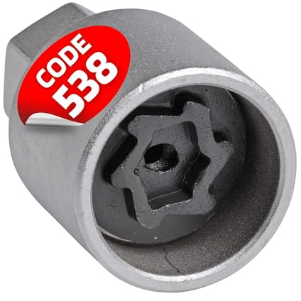 SW-stål 02383L-18, fälglås, adapter 538 I lämplig för VW I fälglås lossa I hjulsäkring, fälglås, demontering, verktyg I fälglås utrotare I fälgsäkringsnyckel