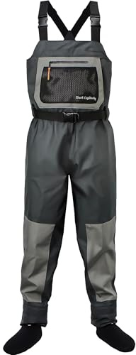 Dark Lightning Breathable Insulated Chest Waders, Perfect for 4 Seasons Fly Fishing Stocking Foot Waders for Men and Women (Pro,L)