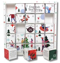 English Tea Shop Organic White Ornaments Advent Calendar Puzzle - 25 Loose Leaf Tea Pyramid Bags - 13 Different Flavours., 50 g