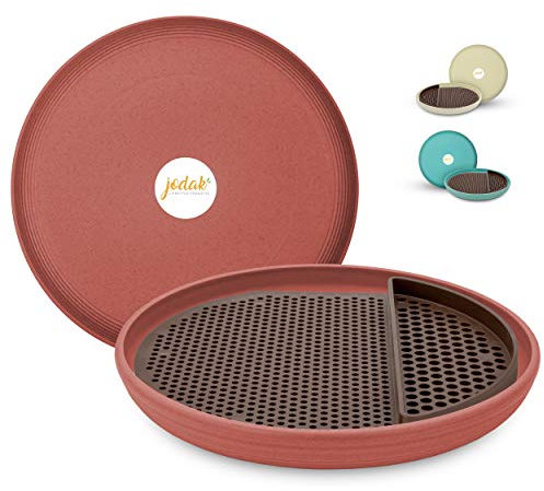 JoDaK Vogeltränke und Insektentränke (Terracotta) Vogelbad stehend groß, Kunststoff frostsicher und Winterfest, Garten-Dekoration, Balkon Deko Schale