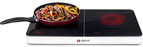 alpina Plaque de Cuisson à Induction 2 Feux – Portable, Économe en Énergie, Sécurité Enfant, Camping ou Maison, Facile à Nettoyer