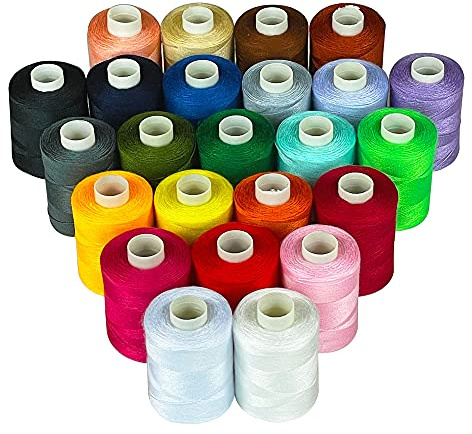 Candora 24 Coils Sewing Threads for Sewing Machine or Hand Stitching Set of 900 Yards Per Spool 22 Colors Plus 2 White & 2 Black