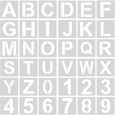AIEX 36 Stück Alphabet-Schablonen, 12,5 cm, Kunststoff, wiederverwendbar, Buchstabenschablonen, Bastelschablonen für Malerei, DIY, Kunst, Projekte, Dekoration