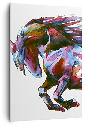 Bilder auf Leinwand 70x100cm Leinwandbild mit Rahmen Pferd Eleganz wild Tier Groß Wanddeko Bild Schlafzimmer Küche Deko Wandbilder Dekoration Wohnzimmer Wall Canvas Wand Kunstdruck Art PA70x100-3010