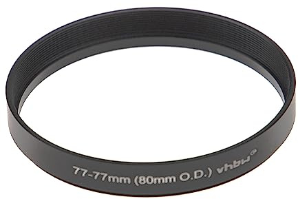 vhbw Bague d'adaptation de Filtre Step-Up de 77 mm vers 77 mm Compatible avec boîte Mate (Matte Box) 80 mm O.D. - Adaptateur, Aluminium, Noir-Mat
