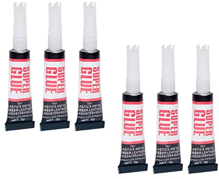 Invero Pack of 6 Strong All Purpose Quick Dry Super Glue with Pin Point Nozzle - Ideal for Plastic, DIY, Rubber, Metal, Leather, Wood and more