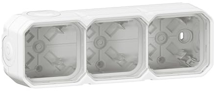 LEGRAND, Plexo New Feuchtraum Aufputzdose 3-fach, Aufputzgehäuse, 4 Membranen, 2 Kabelzugänge, horizontal und vertikal installierbar, Farbe: UltraWeiß, 069688L