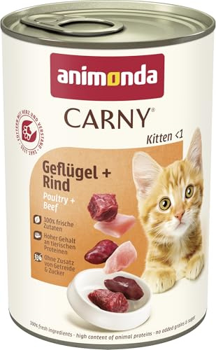 animonda Carny Kattmat våtfoder för katter, kattungar, fjäderfä + nötkött, 12 x 400 g