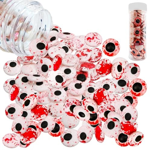 130g Halloween Süßigkeiten Tortendeko Essbare Tortenaufleger Zuckeraugen | Zucker Augen Deko Essbar von Cupcake Muffins Cookies Kuchen Topper für Halloween Weihnachten Kindergeburtstage Deko