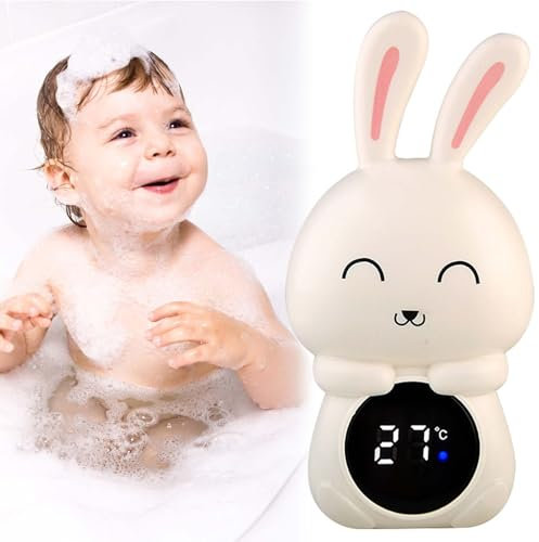 Badethermometer Baby: Digitales Badewannenthermometer, Sicherheit Wasserthermometer mit LED-Touchscreen Warnleuchte Temperaturwarnfunktion, Digitalthermometer für Kinder Bad Pools (Weiß) (weiß)