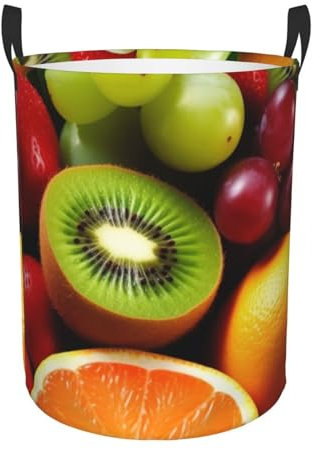 OPSREY Cesto portabiancheria rotondo con stampa di frutta fresca, cesto portaoggetti per vestiti e giocattoli