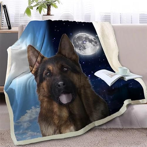 Kuscheldecke Flauschig Deutscher Schäferhund Decke für Bett und Sofa, Haustiere Pflanzen Extra Weich Warme Mikrofaser Wohndecke Fleecedecke als Sofadecke Couchdecke 220x240
