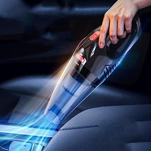 CHANGLKJ Portable Car Vacuum Cleaner, Handheld Cordless Car Vacuum, 5000 Pa Small Car Hoover with LED Light and Reusable Filter, Rechargeable Design, for Cleaning Stairs, Bed, Car, Keyboards, Blinds