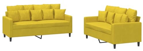 ULUYYUC Chaiselongue Camping Sofa Schlafcouch Ecksofa - 2-TLG. Sofagarnitur mit Kissen Gelb Samt für Party Lounge Garten Terrasse