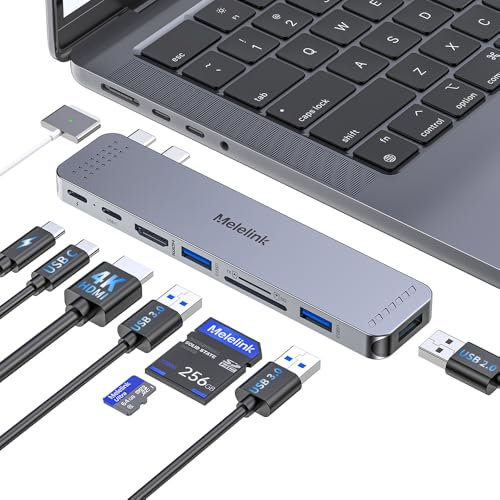 USB C Hub Adapter for MacBook, 8 in 2 MacBook Adapter Multiport Accessories with 4K HDMI, Thunderbolt 3, USB C&A Data Ports, SD/TF, Mac Dongle for MacBook Pro Air M4 M3 M2 M1 2025-2018
