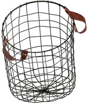 VANZACK Round Metal Firewood Storage Basket Iron Construction for Outdoor Indoor Use Large Capacity Wire Hamper with Handle Versatile Farmhouse Organizer for Firewood Blankets and Toys