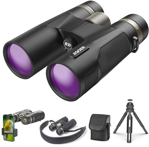 12x42 ED IPX7 Wasserdichtes Fernglas Erwachsene, Leicht zu Fokussieren Fernglas mit Bildstabilisator, Perfekt für Vogelbeobachtung/Jagd (Gift: Schultergurt&Stativ&Handyhalter&Kompass&Pfeife)