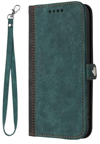 HAONANDE Funda Flip para Motorola Moto E40 / E30, Carcasa Libro con Tapa de Cuero Folio Magnética con Ranura para Tarjeta, Soporte, Antigolpes Protectora,Billetera Case Verde