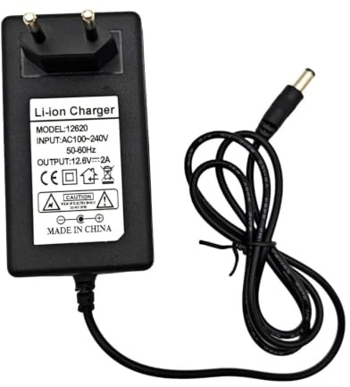 JZK Adaptador de corriente de 12,6 V 2 A para batería de iones de litio con conector de barril (5,5 x 2,5 mm), compatible con equipos de audio, herramientas eléctricas, dispositivos de seguridad