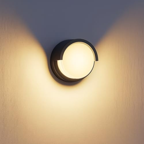 Aplique Pared Exterior/Interior, Lámpara Pared Led Impermeable IP65, 15w, Redondo Blanco, Temperatura de Color Adaptable 2700K, 3200K Y 4000K para le decoración de paredes terrazas y habitaciones
