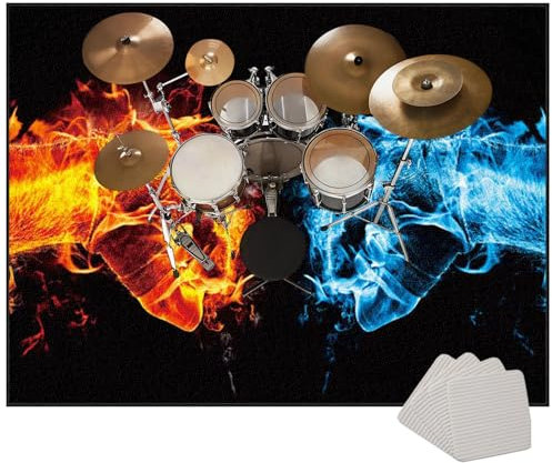 Drum Rug Mat Soundproof Drum Carpet Drum Mat Non-Slip Drum Carpets Professional Rectangle Drum Rugs For Percussion Electronic Drums Bass Drum Snare Drums Kit Etc Musical Instruments Mat 120 x 70 cm