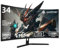 Amzfast 34 Zoll Curved Gaming Monitor, 165Hz, UltraWide QHD(3440x1440), Curved 1500R, Eyes-Care, HDR, sRGB 130%, 1 ms MPRT, Adaptive Sync, HDMI 2.0 * 2/DP 1.4 * 2, VESA 75x75, Pip/PBP, AMZG34C5Q