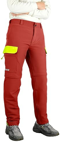 Navis Marine Herren Wanderhose Outdoor Zip Off Trekkinghose –Nylon Atmungsaktiv, Wasserabweisend, Schnell Trocknend, Ideal für Trekking & Reisen WS-004(Red,L)