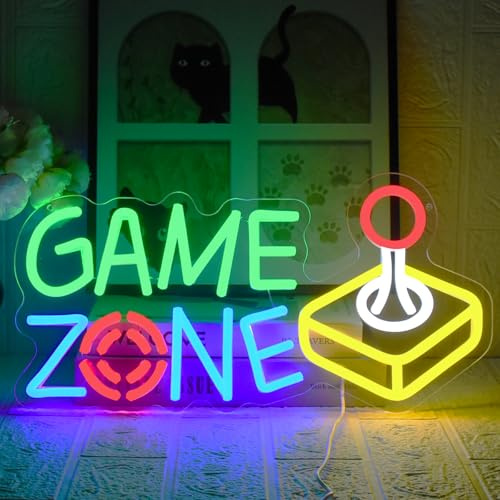 UExnkj-Y Zona de Juegos Letrero de Neón Arcada Luz de Neón Alimentado por USB con botón regulable letrero de pared de neón LED para salas de juegos, habitaciones, clubes y fiestas
