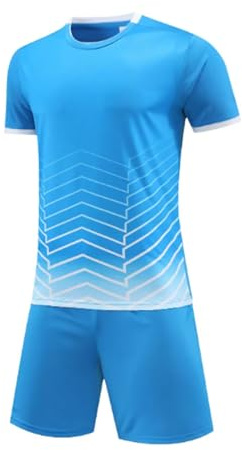 Guoegh Kids Football Kits Boys Soccer Jersey Sets Sports Running Gym Shorts and T-Shirt Sets for Children 5-13 Years(Blue,12-13 Years)