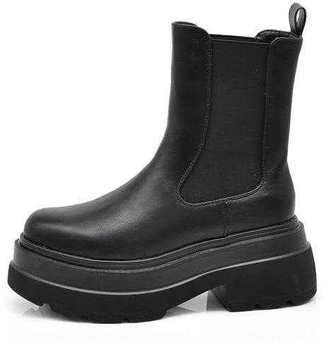 IF Scarpe Stivaletti Da Donna gambale sottile e morbido si adatta alla gamba Con Zeppa Plateau Platform MP750 nero N.38