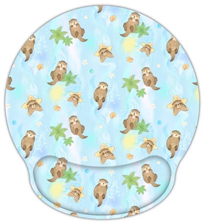 Mibbxea Ergonomisches Laptop Computer Mauspad mit Handgelenkstütze,Schmerzfreies Mausmatte mit Kissen,Persönliches Mauspad mit Untersetzer für Büro,Schreibtisch (Süße Otter)