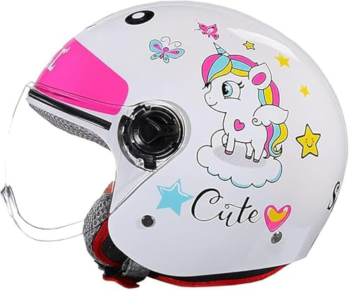 Casco da Motocross per Bambini, Casco da Motociclista per Bambini, Certificazione ECE/DOT, con Visiera Parasole, Adatto per Biciclette, Scooter, 3-10 Anni, 48-56 cm D,48-56cm