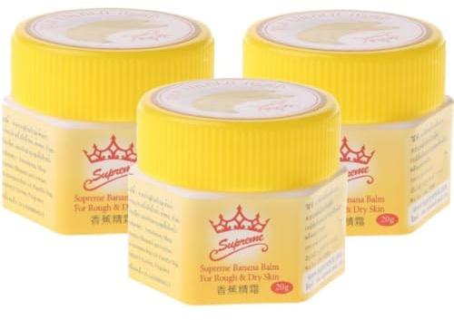 Supreme Banana Balm x3 – Bálsamo Nutritivo de Plátano para Manos y Pies – Cuidado Natural Piel Seca y Áspera – Hidratación y Suavidad – 3 Tarros de 20g