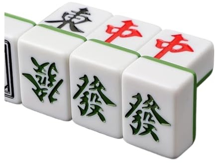 Mahjong-set， Kinesisk Mahjong Mahjong-spelset innehåller 136 hartsplattor for kinesiska spel Mahjongplattor(Grün,50mm)