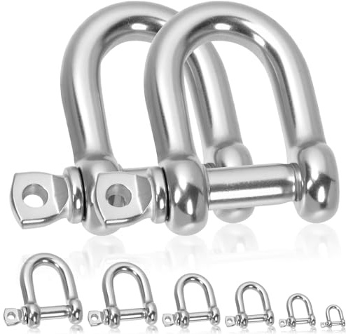 Glarks 2pcs M14 Stainless Steel D Shape Shackle, D-Shape Anchor Shackle, Heavy Duty D Shape Shackle for Ships, households, Cargo handling, and Land Transportation