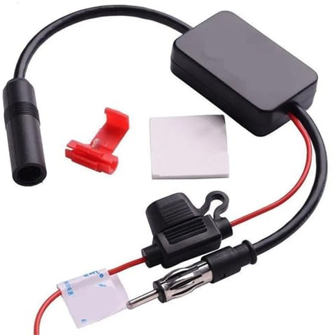 Antennes Audio et vidéo pour Auto Amplificateur de Signal Universel 12 V pour autoradio FM 88-108 MHz, Compatible avec Les véhicules Marins et Automobiles. Antenne Voiture