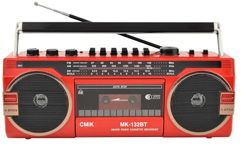 Bärbar boombox med CD, tejp, Bluetooth och AM/FM-radio för retro musikuppspelning vid sammankomster och resor