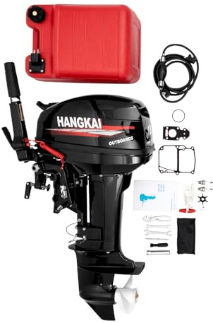 18HP 2 Stroke Outboard Motor, 246cc Gasoline Outboard Boat Engine with CDI Ignition, 6.34Gal Fuel Tank, Manual Start, Outboard Boat Motors for Fishing Boat, Inflatable Boat, Yacht