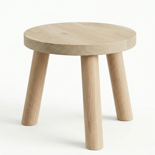 Blumenhocker aus Vollholz | Ø 16 cm & 13,5 cm hoch | kleiner Pflanzenhocker & Blumenständer Holz | stabiler Pflanzenständer Holz | runder Holzhocker fertig montiert als Blumentopf Ständer für innen