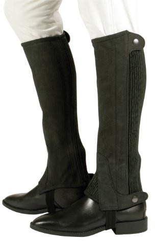 PFIFF Damen Kunstleder-Minichaps mit Elastikeinsatz Chaps, Schwarz, M