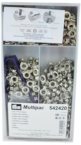 Prym 542 420 Ösen und Scheiben MS silberfarbig 5 mm, Silber