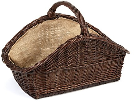 Tigana - Kaminkorb Holzkorb Kaminholzkorb aus Weide mit Jute (Art. 90280-Dunkelbraun/Schwarz)