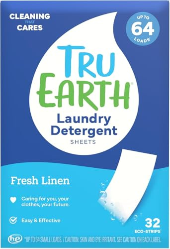 Tru Earth Eco-Strips tvättmedel, miljövänliga, ultrakoncentrerade tvättremsor (fräsch tvätt)