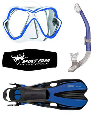Mares X-Vision Schwarz/Weiss Schnorchelset (blau, L/XL (44-47))