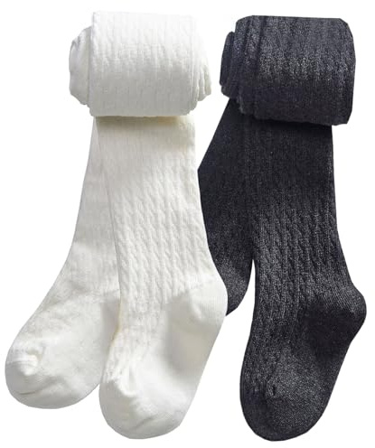 CHUNG, collant in cotone per bambine con piedino, spessi, invernali, a maglia ai ferri, leggings, 9-11 Years