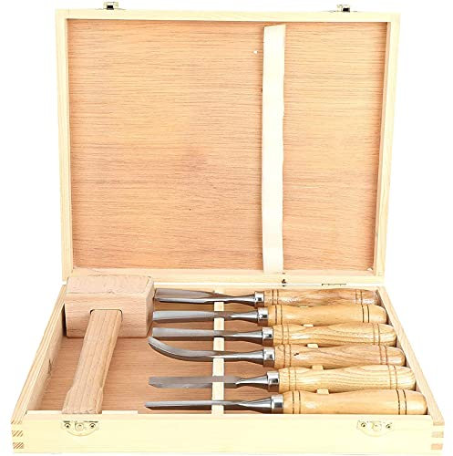 Jeu De Burins À Main En Bois Sculpté, Jeu De Ciseaux À Bois,Outil De Gouges Pour Menuiserie 6 En 1 Avec Maillet,Pour Débutants, Graveurs Et Artistes