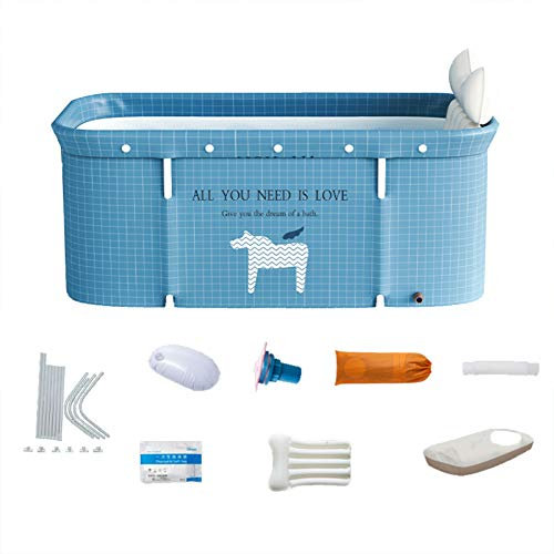 HWGING Faltbare Badewanne 120x60CM - Mobile Tragbare Faltwanne, Einweichen Stehende Badewanne für Familie, Badezimmer SPA (Blue - b)