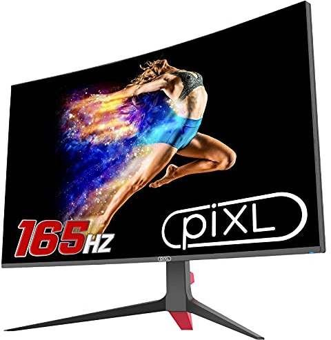 piXL Monitor de Juegos sin Marco HDR G-Sync Curvado de 32 Pulgadas, 144 Hz/165 Hz, 5 ms con FreeSync, DisplayPort y HDMI