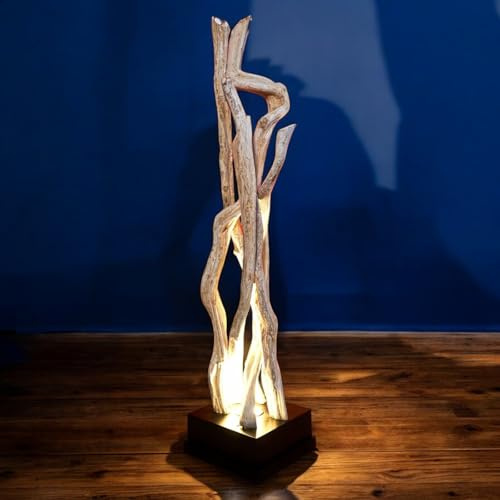 Kinaree Lianen Holz Stehlampe KOKEE - 120cm Standleuchte - natürlich gewachsene Lianen Äste, verwandelt in eine natürliche Holzlampe